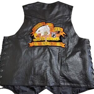 🖤Milwaukee Leather Men's Motorcycle Vest Size 52-2XL Side Lace POW-MIA Freedom